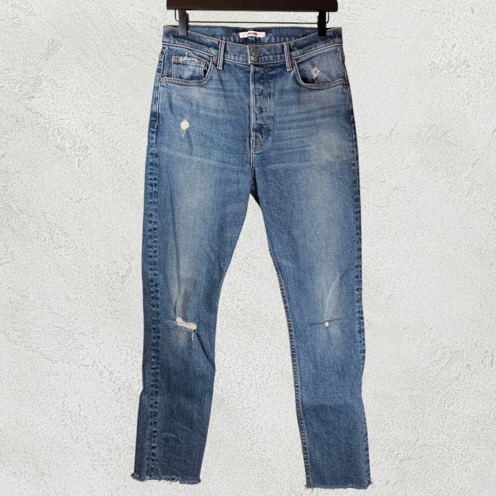 GRLFRND Karolina High Rise Skinny Jeans Size 28 Distressed Raw Hem Button Fly